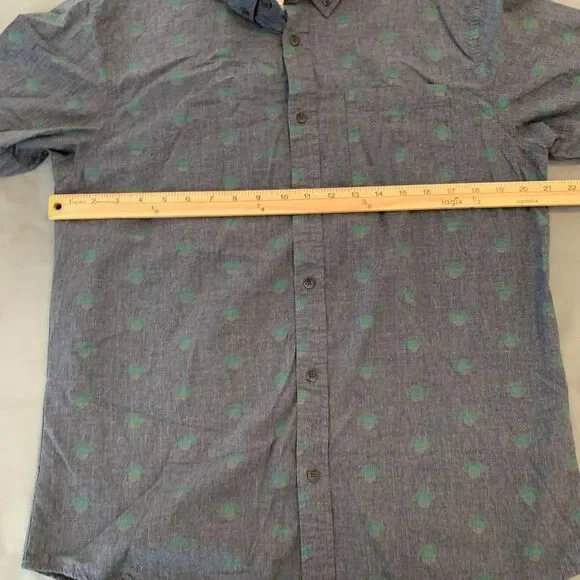 O'Neill Shirt Mens Medium Blue Short Sleeve Button Down Palm Print Casual Top - Picture 4 of 7